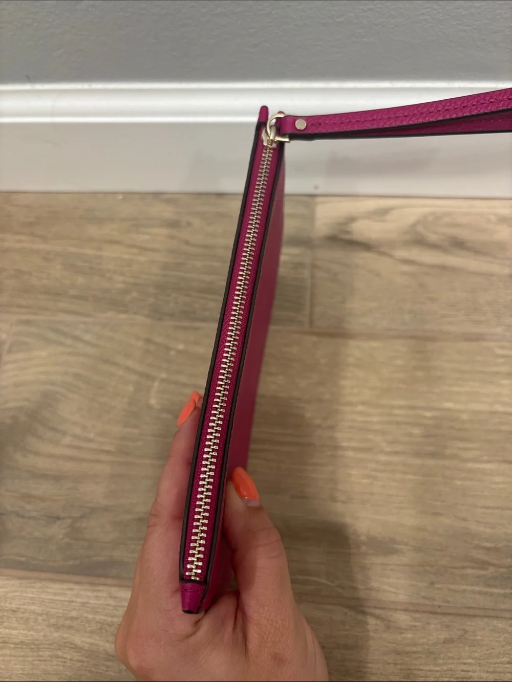 kate spade hot pink pebbled leather wristlet